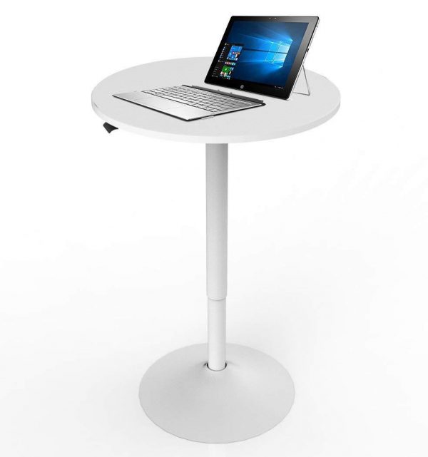 Allcam WST50A Gas Spring Office/Meeting Round Table/Standing Desk White, Height Adjustable 70-106 cm