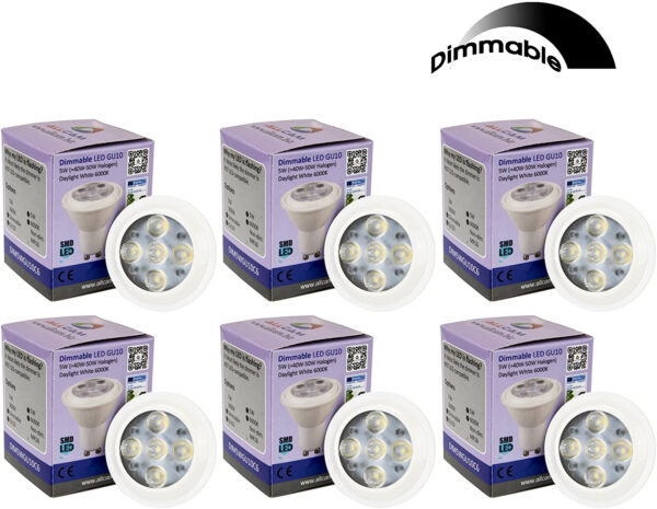 Allcam 5W Dimmable GU10 LED Bulb Daylight White 6 pack