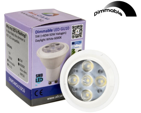 Allcam 5W Dimmable GU10 LED Bulb Daylight White