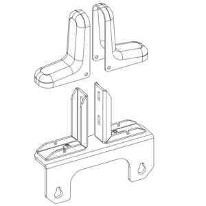 Optional parts for EDF34Q Electric Back-to-Back Desks (cable tray, spacer, and privacy screen brackets)