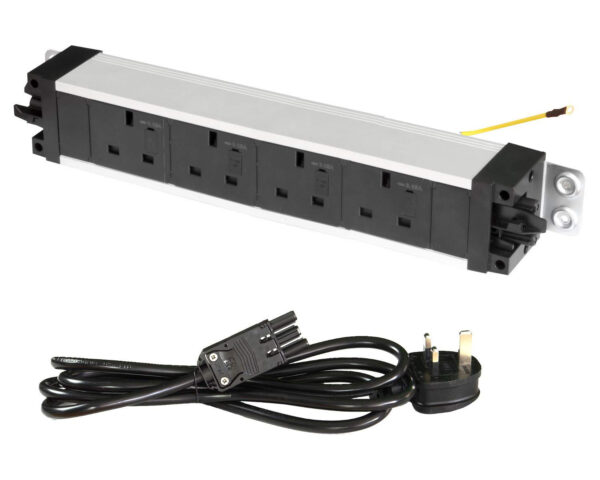 UP41XS4 4-gang under-desk power extension module with 2m GST link start lead