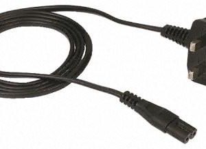 Figure-8 UK mains power cable with 8-shape plug BS1363