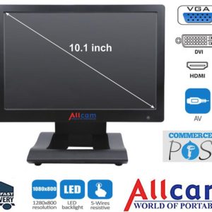 Allcam 10.1" HD LCD LED Monitor VGA w/ DVI, HDMI, AV Input, Headphones Out