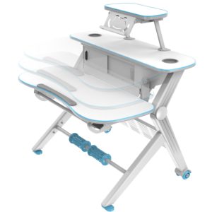 iMount KD02L Height Adjustable Children Desk/Large 3-Shelf Ergonomic School Kids Study Table Blue