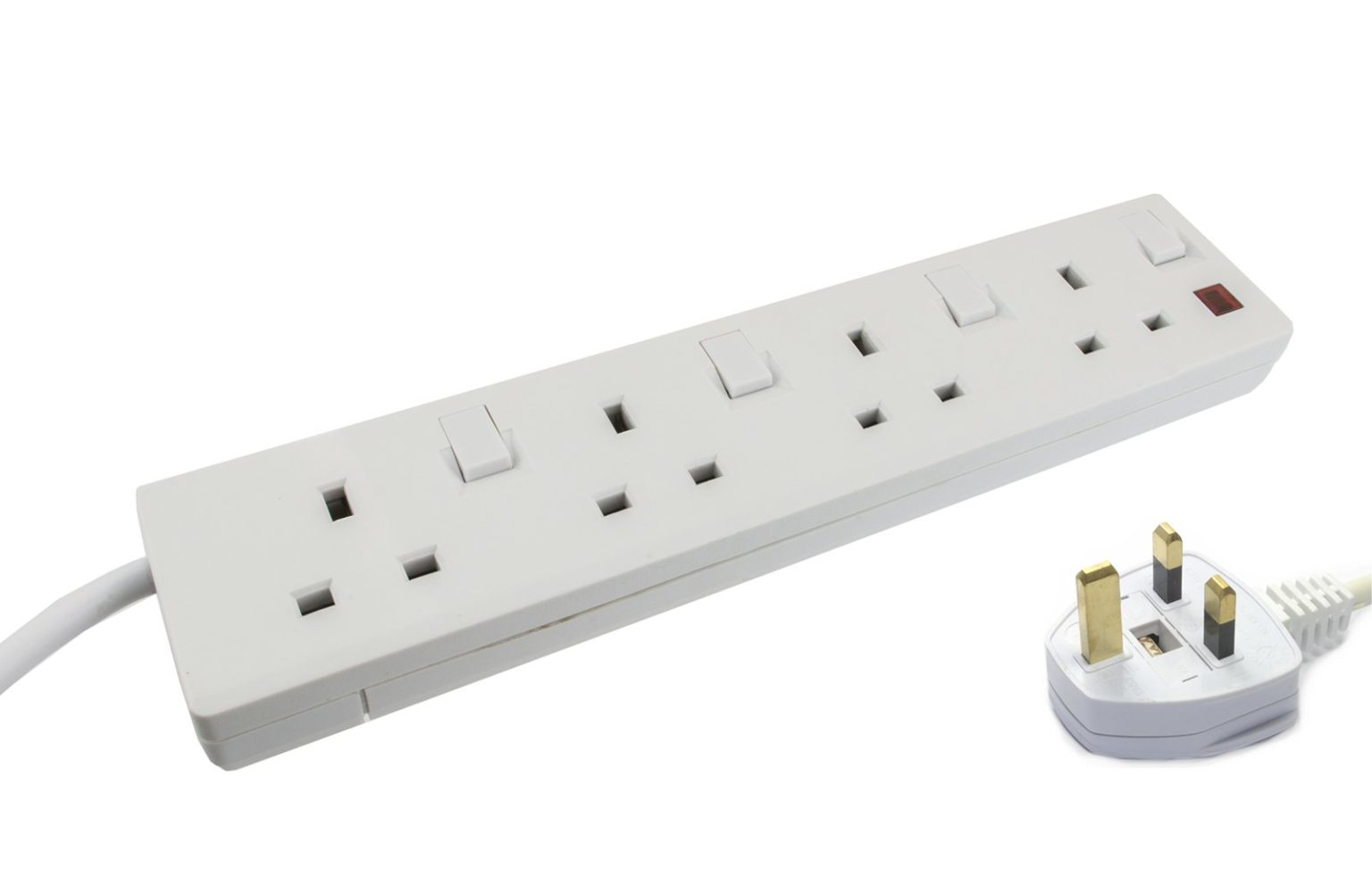 Wickes 2 4 6 8 Gang Extension Lead Surge Protected / Individual Switched w/13A Fuse, UK Plug
