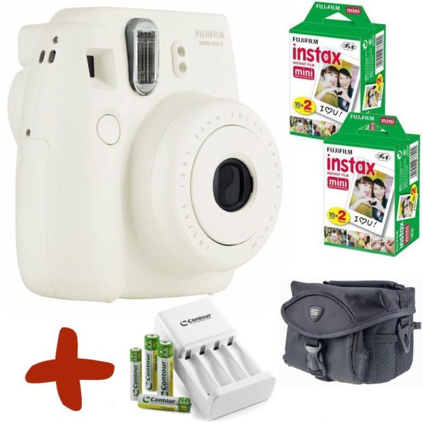 Fuji Instax Mini 8 Instant Camera Premium Bundle w/ Film, Case, Batteries & Charger