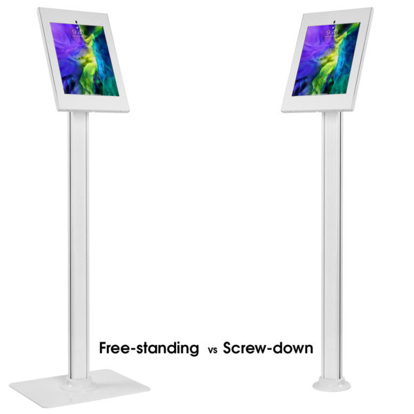 IPP2604FL free-standing vs IPP2605FL screw-down ipad pro floor kiosk stand