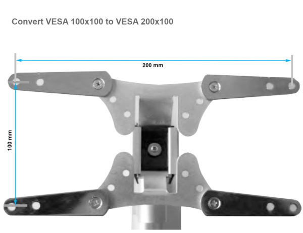 VESA 100x100 to 200x200 200x100 100x200 adapter for LCD arm wall bracket