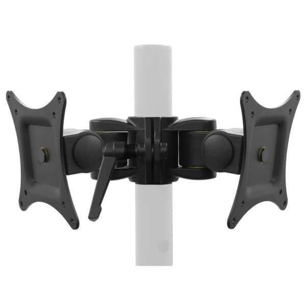 quick-release pole clamp mount with dual lcd monitor vesa bracket