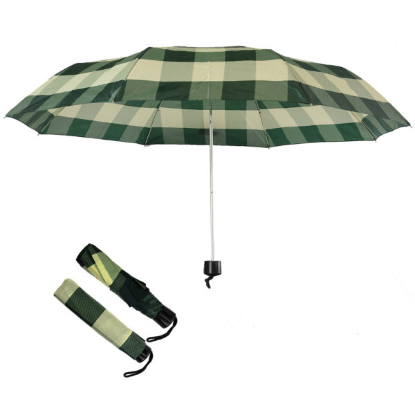 Compact folding umbrellas green-yellow checks