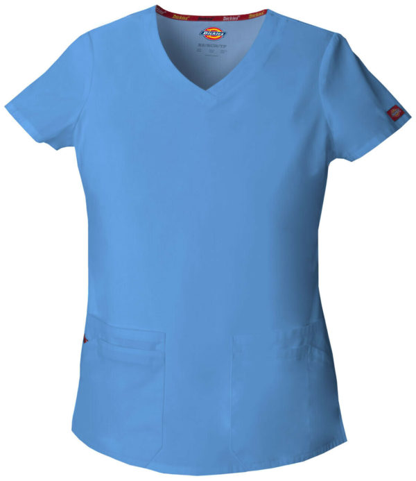 Dickies EDS signature Women medical scrub v-neck top shirt uniform ceil blue