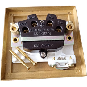 Click 13A Fused Spur/Connection Unit + Flex Outlet w/ Shiny Polished Brass Metal Front Plate