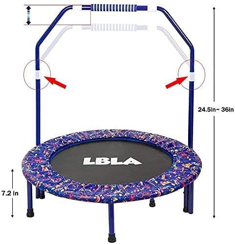 Children's Trampoline/ Folding Bungee Rebounder w/ Adjustable Padded Handrail Indoor and Outdoor - Blue