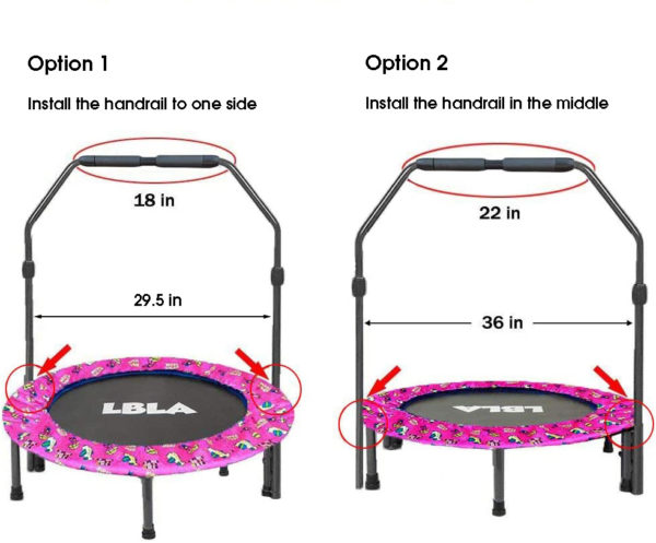 Active Children's 36-inch Trampoline/ Folding Bungee Rebounder w/ Adjustable Padded Handrail Indoor and Outdoor