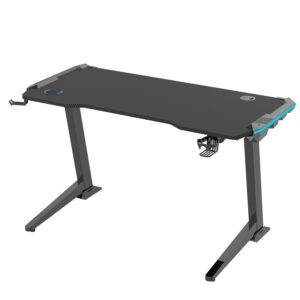 ED119G Electric Height Adjustable Gaming Desk w/ Carbon-fibre Effect Top, RGB Lighting, Headphone Hanger & Cup Holder