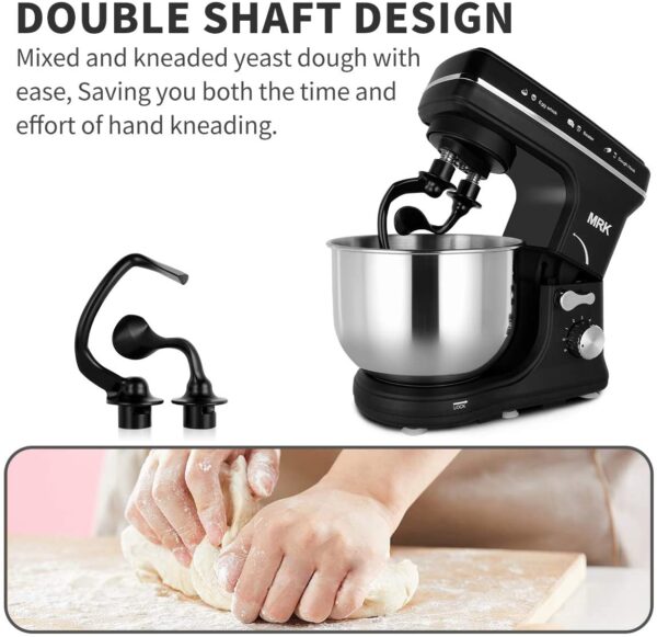MK16 4L Stand Mixer, 3-in-1 Double Dough Kneading Hooks, Egg Whisk & Flat Beater with Splash Guard double axis