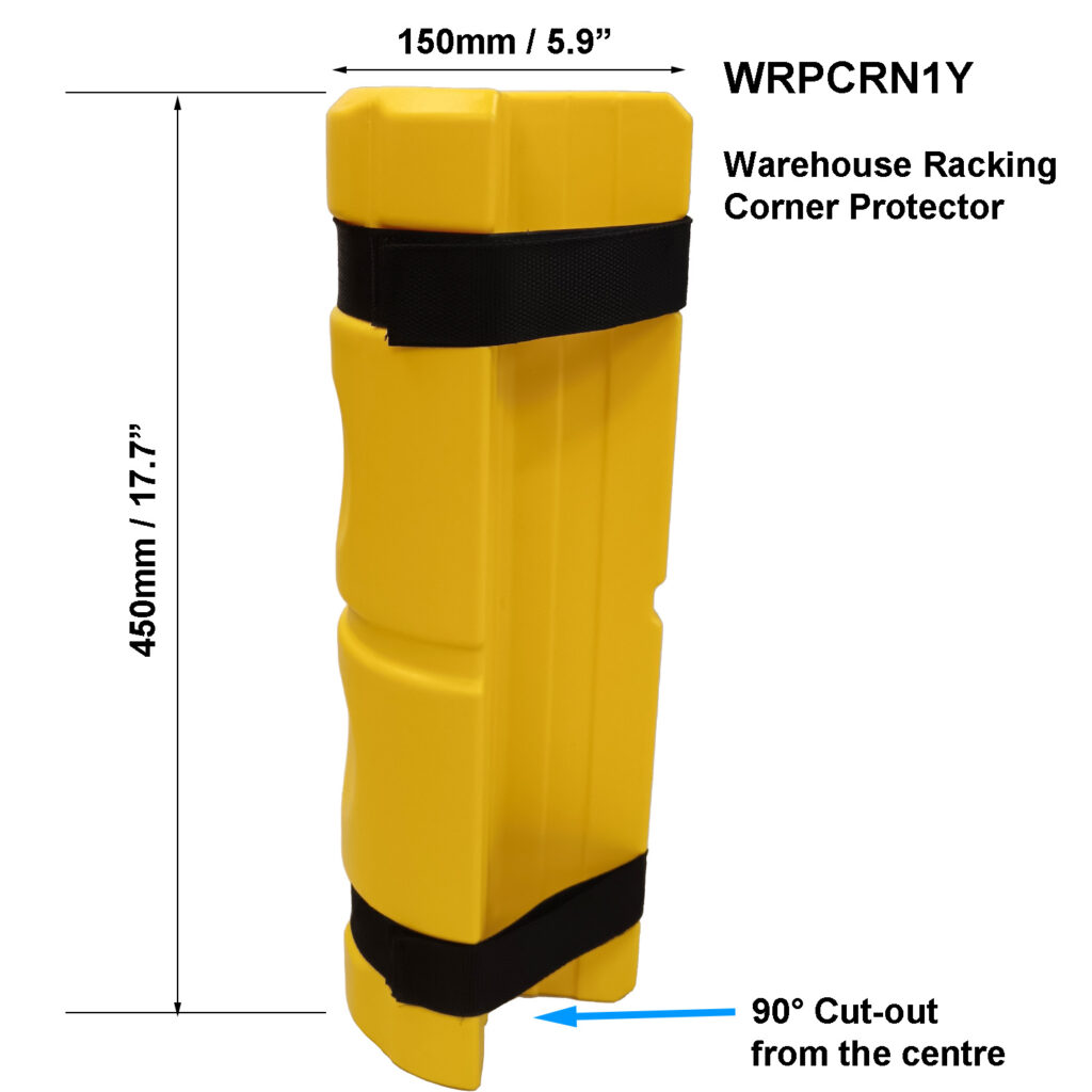 Allcam WRPCRN1Y warehouse rack protector high-visible yellow size dimension drawing