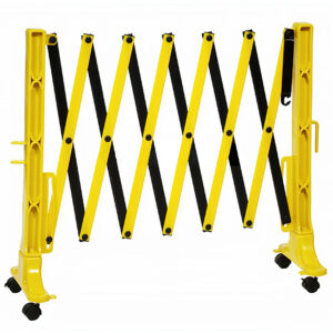 Allcam EBR1YB Telescopic Expandable Barrier 0.4-3.5m w/ Wheels & Safety Catch Retractable Folding Fence Yellow/Black